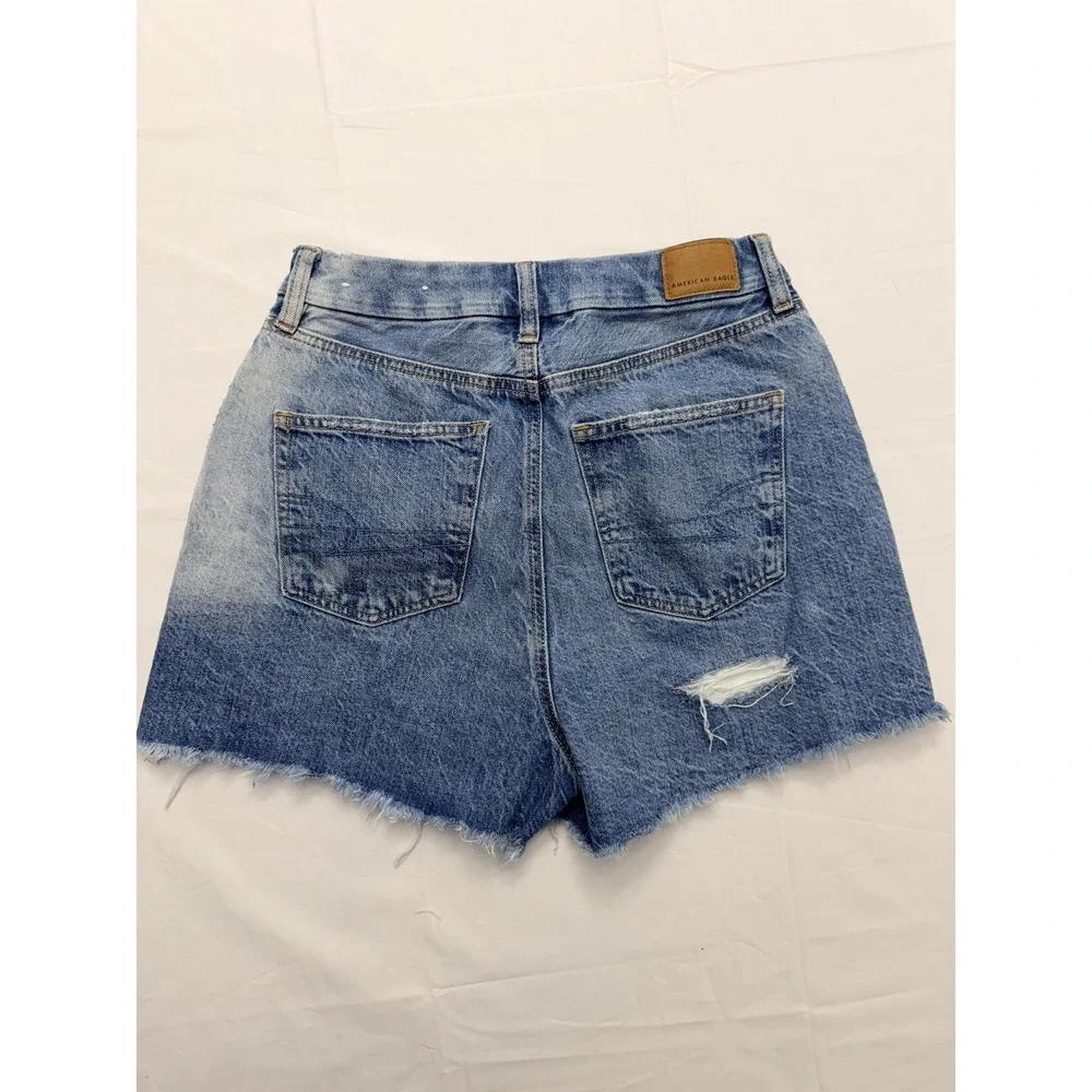 American Eagle Outfitters Shorts Womens 2 Blue‎ Denim Distressed Cutoff Raw Hem
